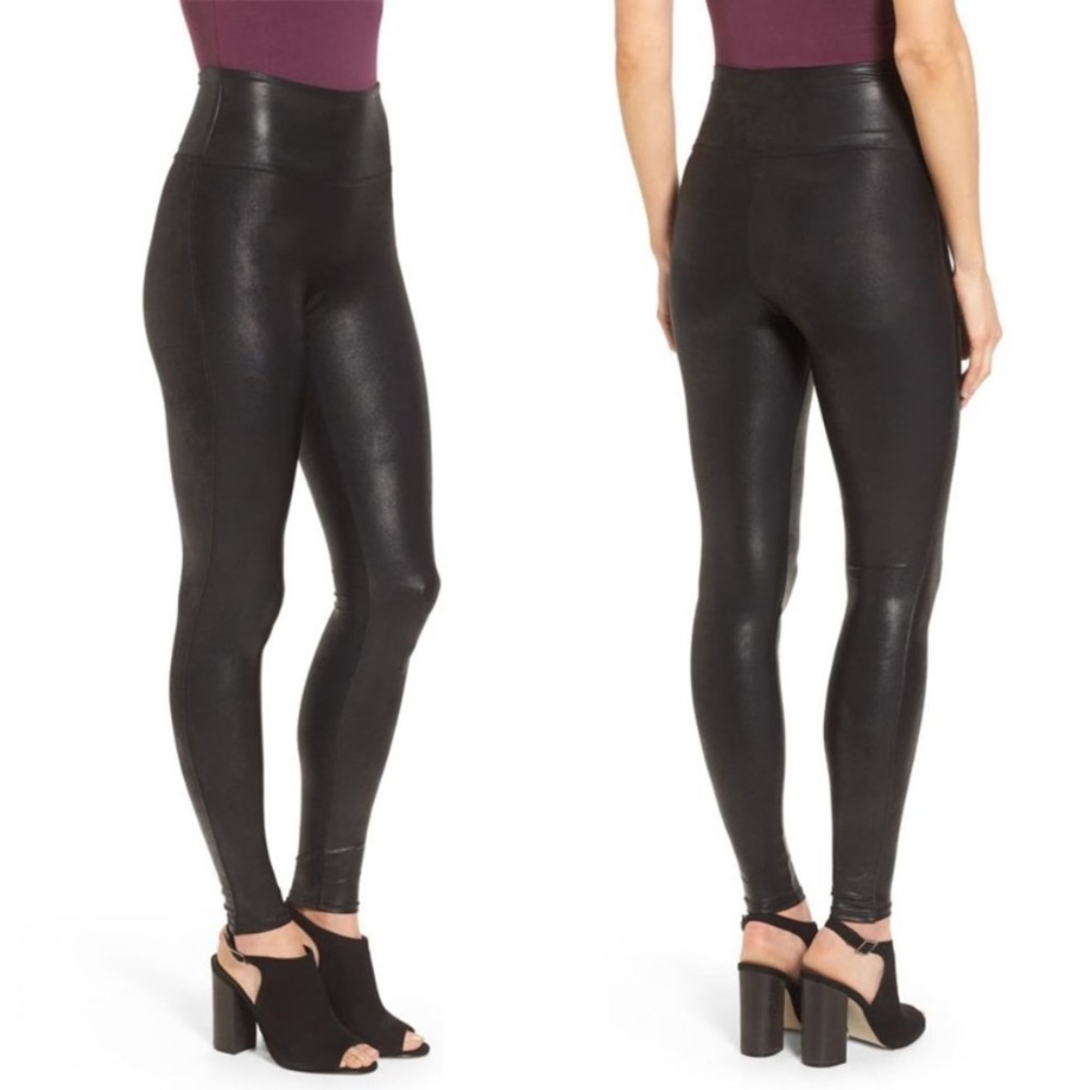 Perfect SPANX FAUX LEATHER LEGGINGS BLACK - Picture 2 of 8